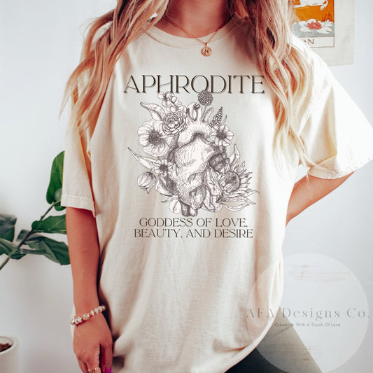 Aphrodite Goddess of love T-Shirt, Ladies Unisex Crewneck Shirt, Greek Goddess Shirt, Cute Tshirt, Gift, Funny T-shirt - AFADesignsCo
