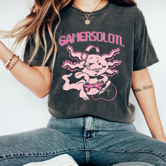 Gamersolotl T-Shirt, Video Game Tshirt, Funny Gaming Shirt, Gifts for Him, Gifts for Boys, Video Game Shirts - AFADesignsCo