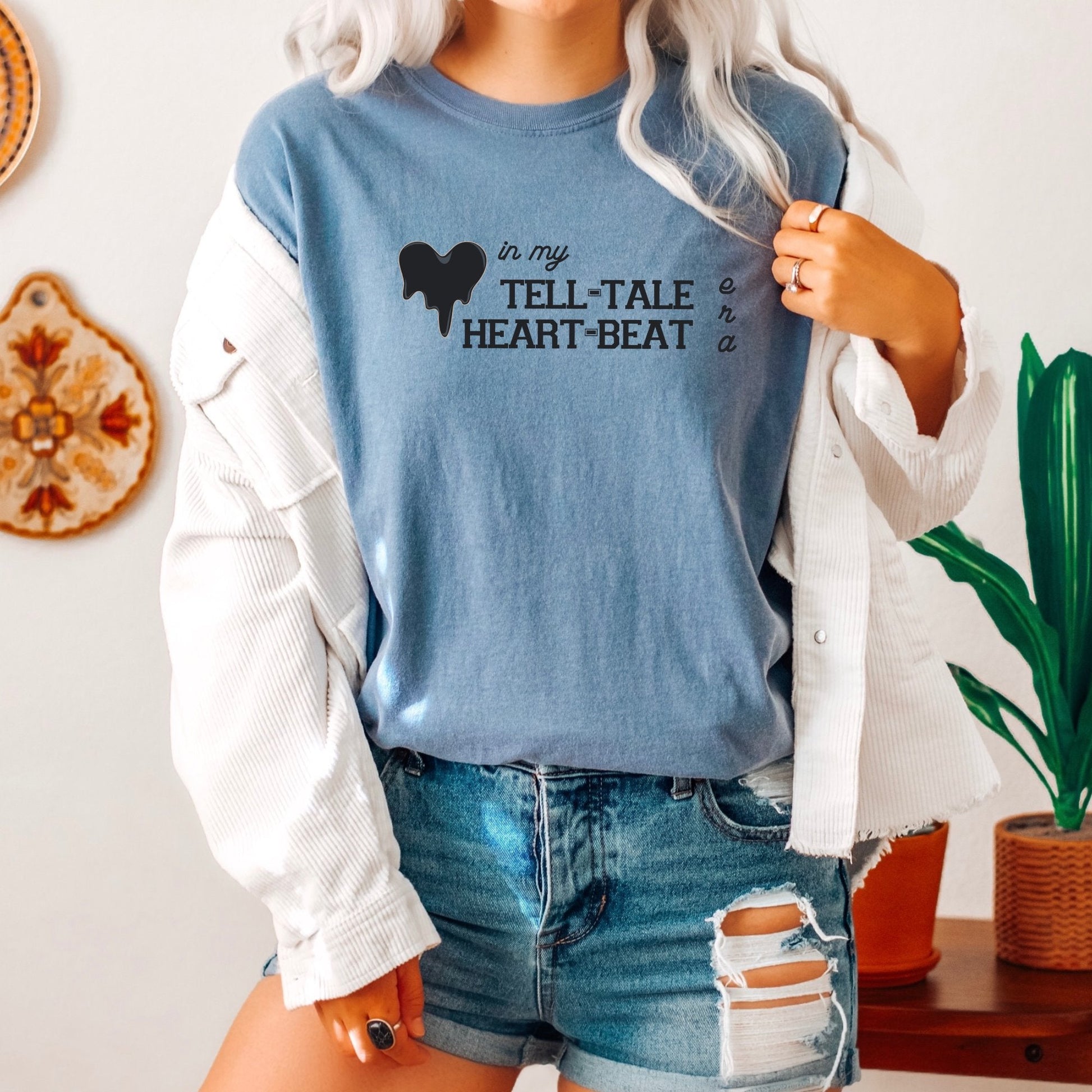 In My Tel Shirt l Tale Heart Beat In My Era Shirt Edgar Allan Poe T-Shirt Tee Ladies Mens Gift Present Geek Nerd Tshirt - AFADesignsCo