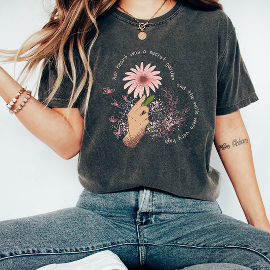Secret Garden T-Shirt, Ladies Unisex Crewneck Shirt, Flower Tee, Plant Mom Tshirt, Tumblr Shirt, Instagram, Nature Lover Gift - AFADesignsCo