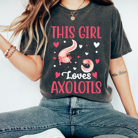 This girl loves Axolotls T-Shirt Axolotl Gifts Axolotl Shirt Axolotl Tee Unisex shirt Unisex Jersey Short Sleeve Cute nerdy gift for her - AFADesignsCo