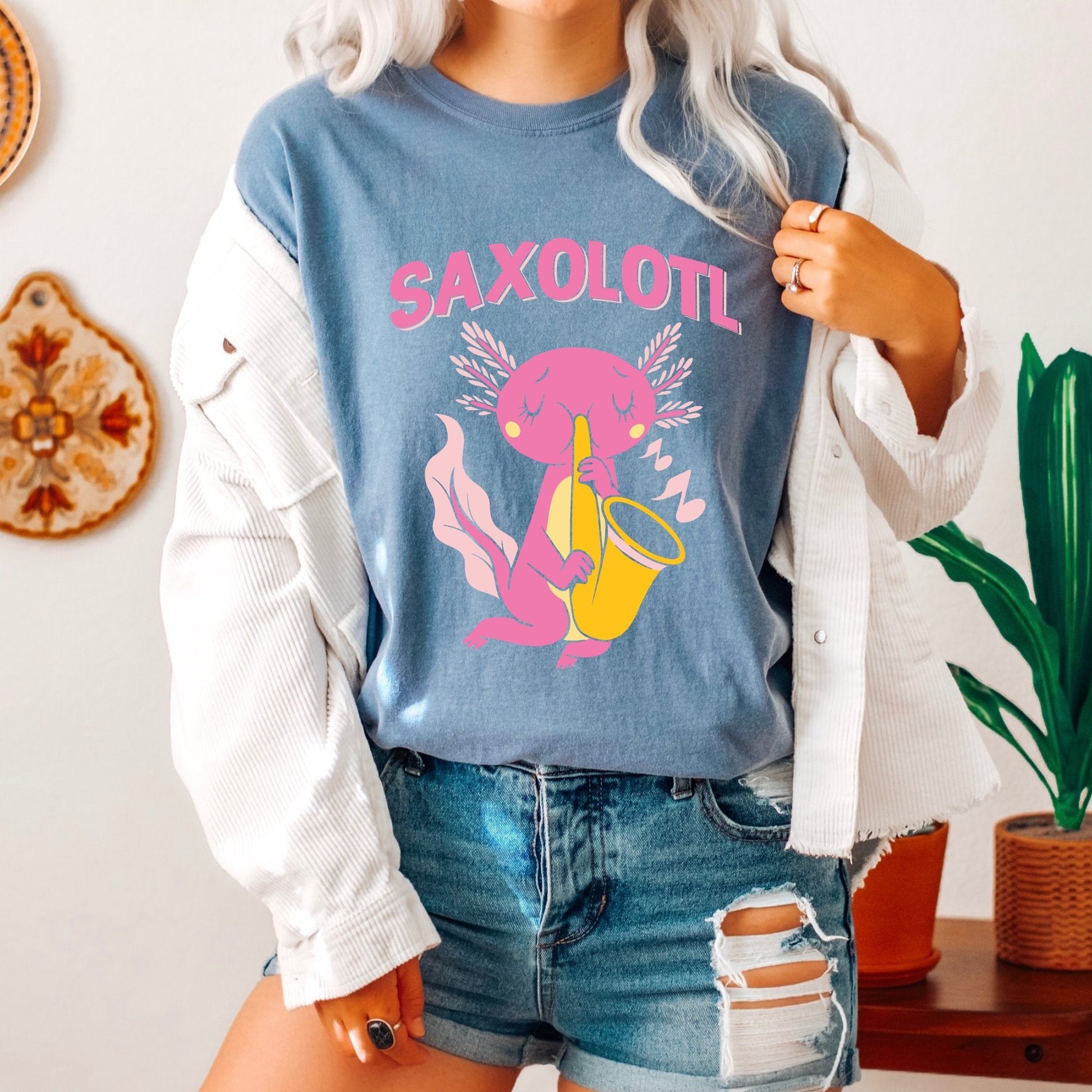 Saxolotl T-Shirt, Cute Animal Shirt, Animal Lover Shirt, Animal T-Shirt, Vintage Graphic Tee, Funny Graphic Tee, Hipster T-Shirt - AFADesignsCo