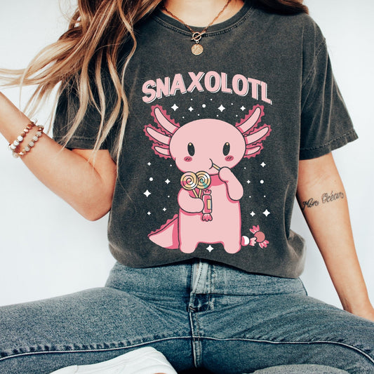 Snaxolotl T-Shirt, Kids Unisex Youth Shirt, Funny Animal Pun, Snail Tshirt, Kids Gift Idea, Kid Clothes - AFADesignsCo