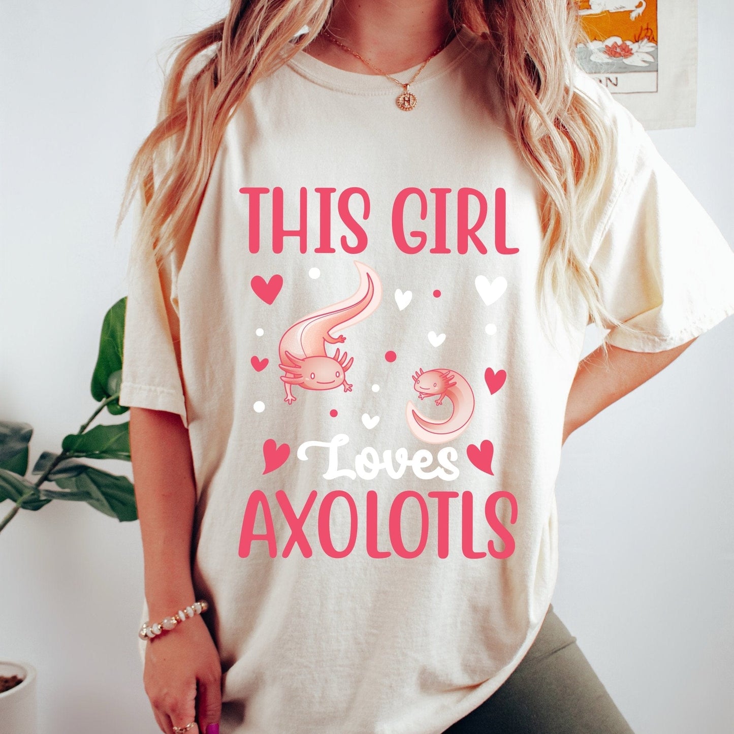 This girl loves Axolotls T-Shirt Axolotl Gifts Axolotl Shirt Axolotl Tee Unisex shirt Unisex Jersey Short Sleeve Cute nerdy gift for her - AFADesignsCo