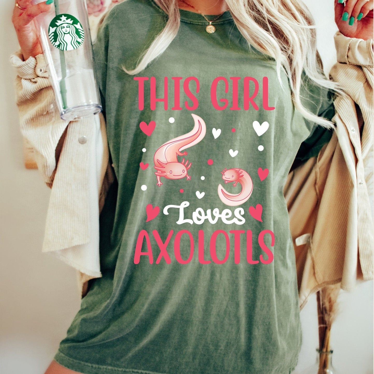 This girl loves Axolotls T-Shirt Axolotl Gifts Axolotl Shirt Axolotl Tee Unisex shirt Unisex Jersey Short Sleeve Cute nerdy gift for her - AFADesignsCo